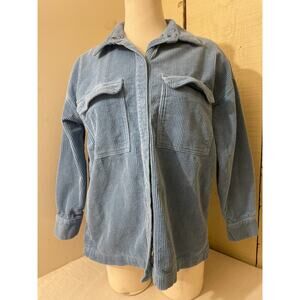 Cotton:On Women's Size XS Blue Corduroy Button Down‎ Snap Wide Wale Cotton
